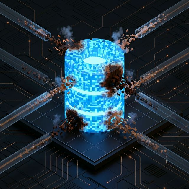 Automation Corrupts CRM Visualization showing data streams injecting corruption into a database.