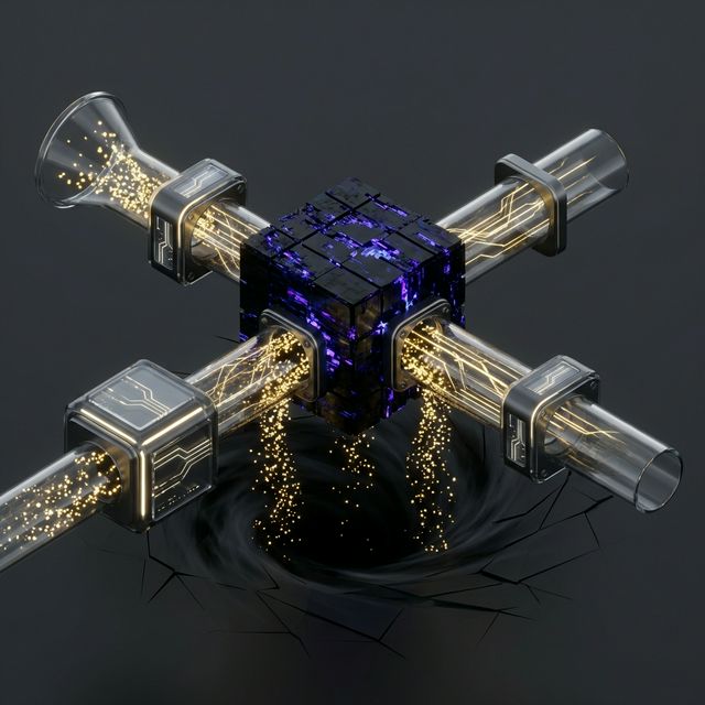 Hidden Cost of Observability Visualization showing revenue leaking into a black box void.