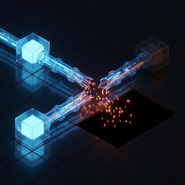 Silent API Drift visualization showing data leaking from a broken pipeline.